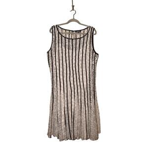 SLNY NEW $148 White Black Satin Lace Floral Sleeveless A-line‎ Dress Size 16W